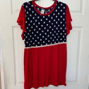 HEIMISH USA Red & Navy Star-Print Pom-Trim Tunic